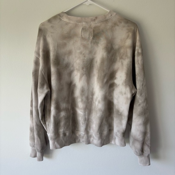 Abercrombie & Fitch Neutral Tie Dye Crew Neck Pullover Sweatshirt Tan Brown - Picture 7 of 8